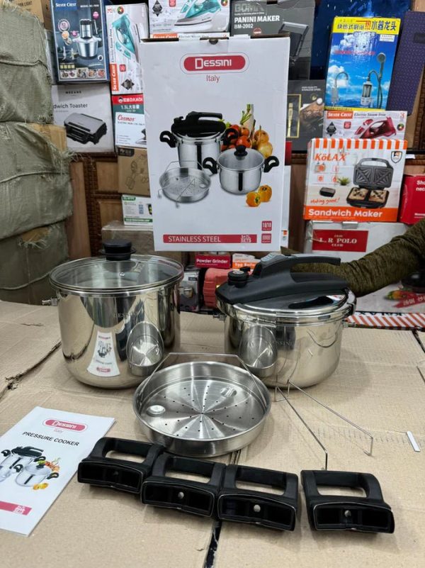 Lot Imported DESSINI ITALY 3 in 1 pressure cooker set (5+7L) - Image 3