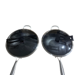 Germany lot imported heavy wight 32cm & 34cm honeycomb laser printing deep frying pan