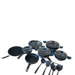 Germany lot imported non-stick marbal coating with 4 layers coating long listing 18 pieces cookware set