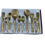 Lot imported 6 person 28 pieces golden cutlery set
