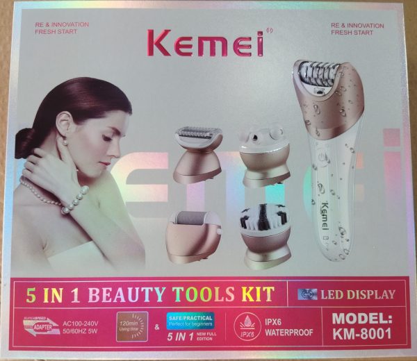 kemei 5 in 1 beauty tool kit epilator face massager wash callus remover shaver - Image 4