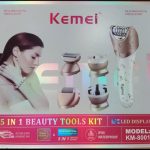 kemei 5 in 1 beauty tool kit epilator face massager wash callus remover shaver
